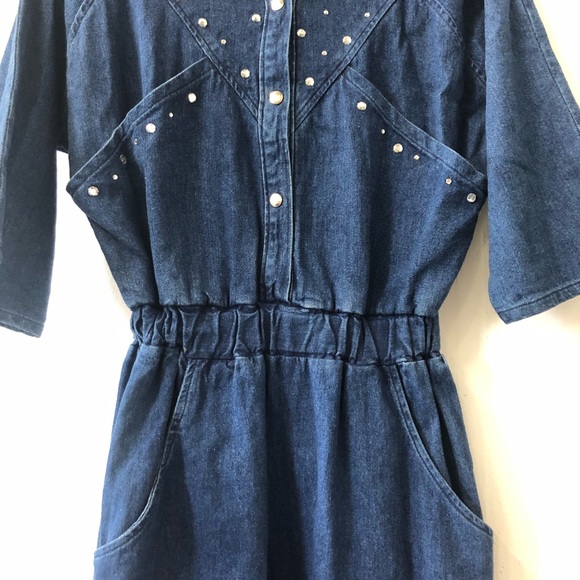 One piece denim dress 80s - Picture 5 of 9